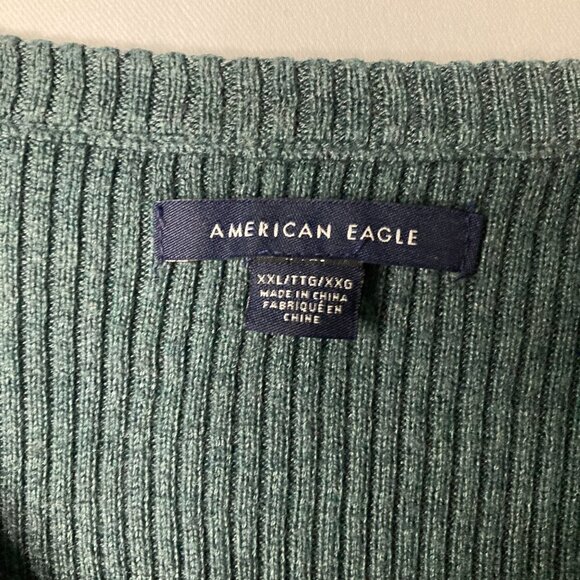 AEO Women's Green Button V-Neck Sweater Size XXL - Picture 7 of 9